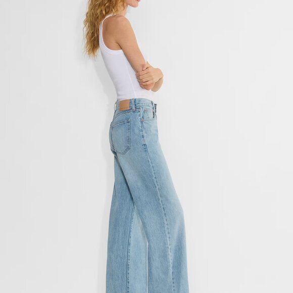 Aritzia Denim Forum The Farrah High Rise Wide Leg Blue Button Fly Jean 28L / 29 - Picture 4 of 16